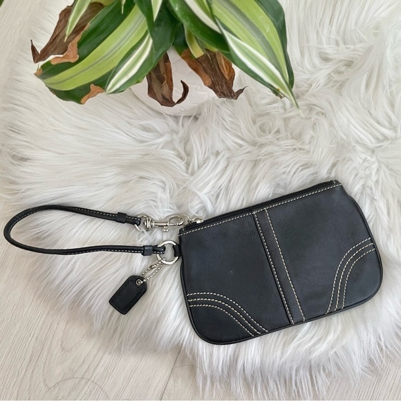 Coach Black Leather Wristlet - Picture 1 of 5